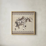 Boho Elephant I Neutral by Wild Apple Portfolio. Shown in a natural wood glass frame for a timeless modern aesthetic. Available as an archival giclee rolled canvas, fine art paper, or poster print. SKU 22454a.