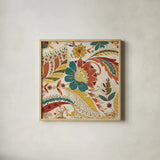 Boho Paisley Spice I by Wild Apple Portfolio. Shown in a natural wood glass frame for a timeless modern aesthetic. Available as an archival giclee rolled canvas, fine art paper, or poster print. SKU 21655a.