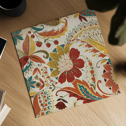 Boho Paisley Spice II by Wild Apple Portfolio. Shown as a detailed flat fine art print, highlighting archival giclee quality. Available as an archival giclee rolled canvas, fine art paper, or poster print. SKU 21656a.