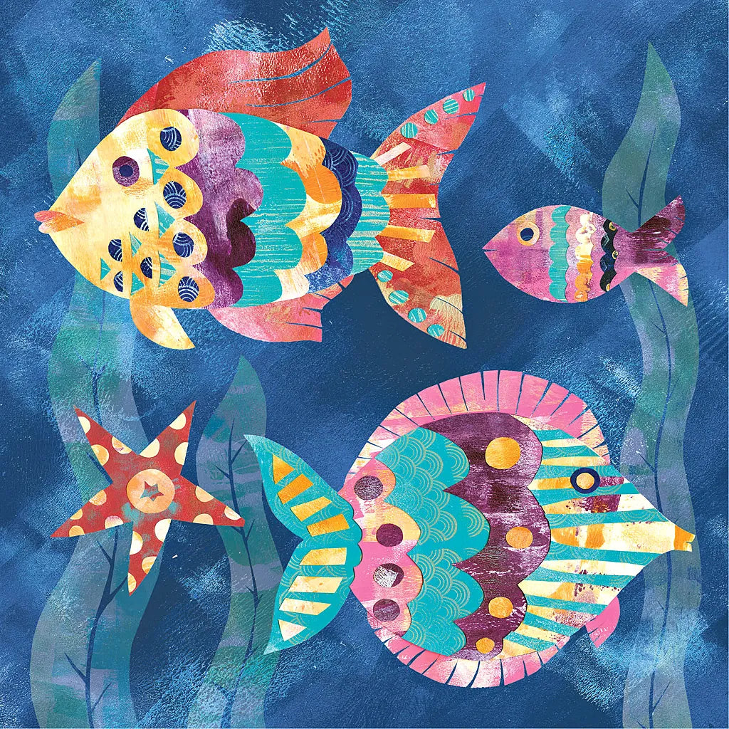 Boho Reef Fish II by Wild Apple Portfolio. SKU 27596a. Archival Giclee Fine art print for wall decor.