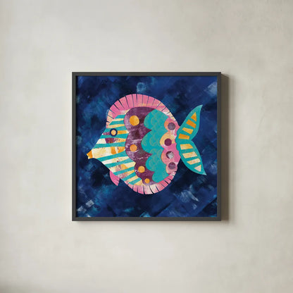 Boho Reef IV by Wild Apple Portfolio. Shown in a sleek black glass frame for a contemporary gallery look. Available as an archival giclee rolled canvas, fine art paper, or poster print. SKU 27373a.