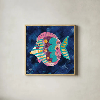 Boho Reef IV by Wild Apple Portfolio. Shown in a natural wood glass frame for a timeless modern aesthetic. Available as an archival giclee rolled canvas, fine art paper, or poster print. SKU 27373a.