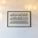 Bold Alphabet by Wild Apple Portfolio. shown as a paper print in a black flame. Available as a archival giclee rolled canvas, fine art paper, or poster print. SKU 68920i.