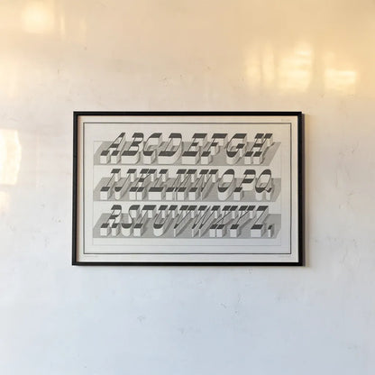 Bold Alphabet by Wild Apple Portfolio. shown as a paper print in a black flame. Available as a archival giclee rolled canvas, fine art paper, or poster print. SKU 68920i.