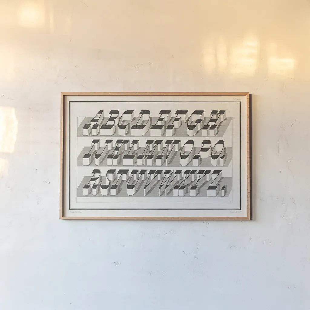 Bold Alphabet by Wild Apple Portfolio. shown as a paper print in a natural frame. Available as a archival giclee rolled canvas, fine art paper, or poster print. SKU 68920i.