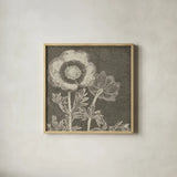 Botanical Beauty Chalk Square II by Wild Apple Portfolio. Shown in a natural wood glass frame for a timeless modern aesthetic. Available as an archival giclee rolled canvas, fine art paper, or poster print. SKU 14966a.