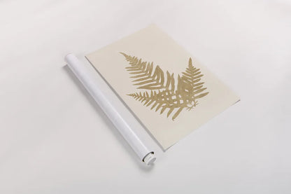 Botanical Fern XI Gold by Wild Apple Portfolio. shown as a rolled paper print. Available as archival giclee rolled canvas, fine art paper, or poster print. SKU 57688h.