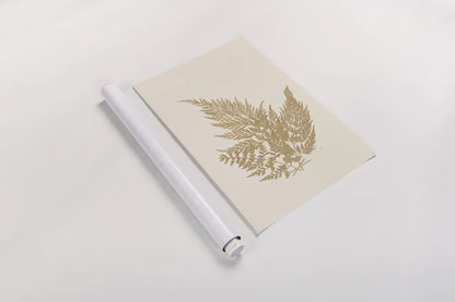 Botanical Fern XVIII Gold by Wild Apple Portfolio. shown as a rolled paper print. Available as archival giclee rolled canvas, fine art paper, or poster print. SKU 57689h.