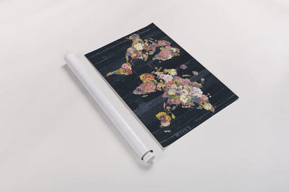 Botanical Floral Map by Wild Apple Portfolio. shown as a rolled paper print. Available as archival giclee rolled canvas, fine art paper, or poster print. SKU 53454i.