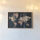 Botanical Floral Map by Wild Apple Portfolio. shown as a paper print in a natural frame. Available as a archival giclee rolled canvas, fine art paper, or poster print. SKU 53454i.