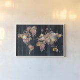 Botanical Floral Map by Wild Apple Portfolio. shown as a paper print in a white frame. Available as a archival giclee rolled canvas, fine art paper, or poster print. SKU 53454i.