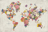 Botanical Floral Map Gray No Words by Wild Apple Portfolio. SKU 56464i. Archival Giclee Fine art print for wall decor.
