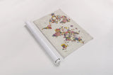 Botanical Floral Map Gray No Words by Wild Apple Portfolio. shown as a rolled paper print. Available as archival giclee rolled canvas, fine art paper, or poster print. SKU 56464i.
