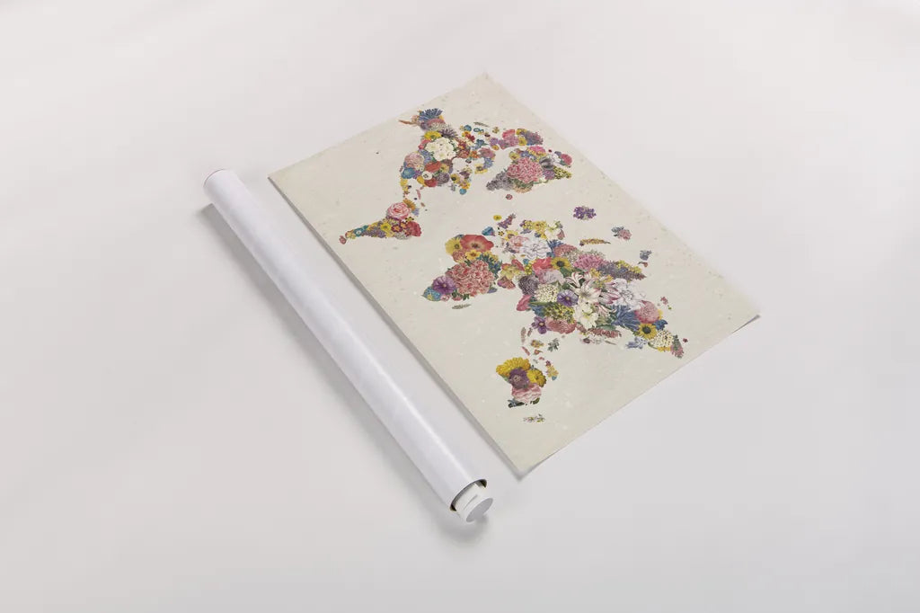 Botanical Floral Map Light by Wild Apple Portfolio. shown as a rolled paper print. Available as archival giclee rolled canvas, fine art paper, or poster print. SKU 53455i.