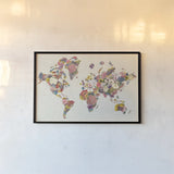Botanical Floral Map Light by Wild Apple Portfolio. shown as a paper print in a black flame. Available as a archival giclee rolled canvas, fine art paper, or poster print. SKU 53455i.