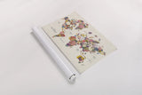 Botanical Floral Map Light Words by Wild Apple Portfolio. shown as a rolled paper print. Available as archival giclee rolled canvas, fine art paper, or poster print. SKU 54700i.