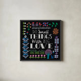 Bright Folklore Inspiration I by Wild Apple Portfolio. Shown in a sleek black glass frame for a contemporary gallery look. Available as an archival giclee rolled canvas, fine art paper, or poster print. SKU 28539a.