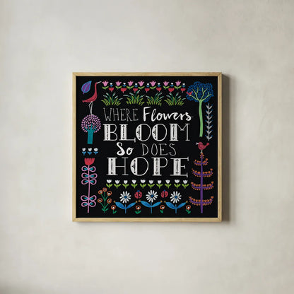 Bright Folklore Inspiration II by Wild Apple Portfolio. Shown in a natural wood glass frame for a timeless modern aesthetic. Available as an archival giclee rolled canvas, fine art paper, or poster print. SKU 28540a.