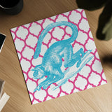 Bright Menagerie Monkey by Wild Apple Portfolio. Shown as a detailed flat fine art print, highlighting archival giclee quality. Available as an archival giclee rolled canvas, fine art paper, or poster print. SKU 25685a.