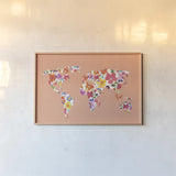 Bright World - No Words Peach by Wild Apple Portfolio. shown as a paper print in a natural frame. Available as a archival giclee rolled canvas, fine art paper, or poster print. SKU 47201i.