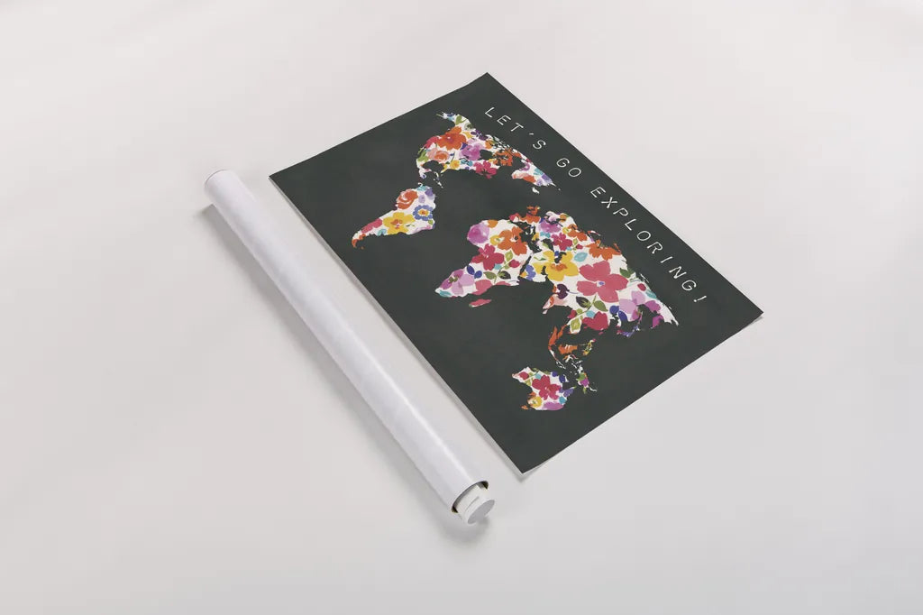 Bright World Black by Wild Apple Portfolio. shown as a rolled paper print. Available as archival giclee rolled canvas, fine art paper, or poster print. SKU 45665i.