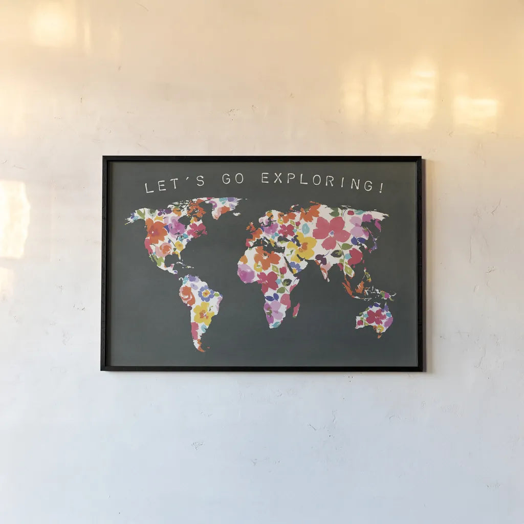 Bright World Black by Wild Apple Portfolio. shown as a paper print in a black flame. Available as a archival giclee rolled canvas, fine art paper, or poster print. SKU 45665i.