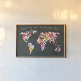 Bright World Black by Wild Apple Portfolio. shown as a paper print in a natural frame. Available as a archival giclee rolled canvas, fine art paper, or poster print. SKU 45665i.