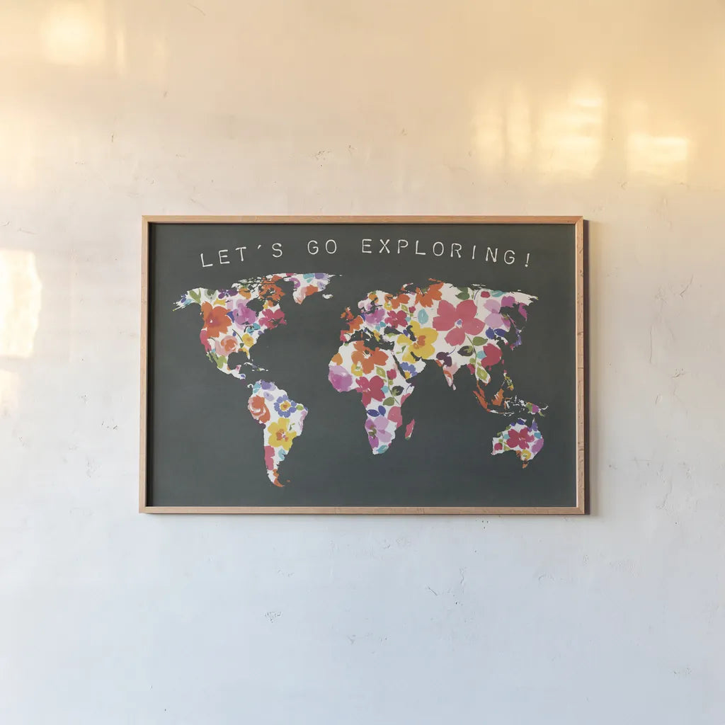 Bright World Black by Wild Apple Portfolio. shown as a paper print in a natural frame. Available as a archival giclee rolled canvas, fine art paper, or poster print. SKU 45665i.