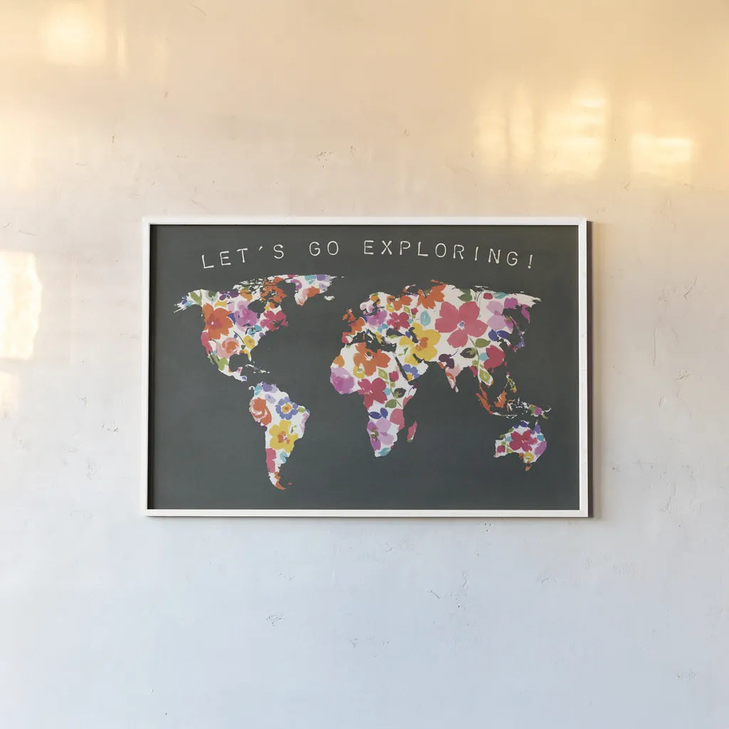 Bright World Black by Wild Apple Portfolio. shown as a paper print in a white frame. Available as a archival giclee rolled canvas, fine art paper, or poster print. SKU 45665i.
