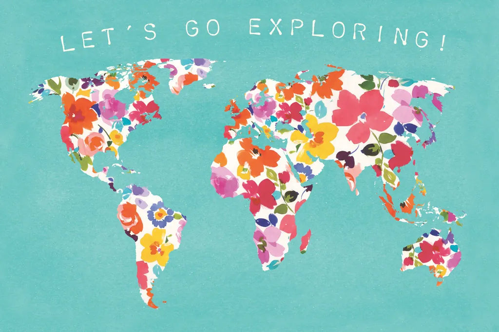 Bright World Teal by Wild Apple Portfolio. SKU 45666i. Archival Giclee Fine art print for wall decor.