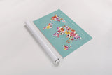 Bright World Teal by Wild Apple Portfolio. shown as a rolled paper print. Available as archival giclee rolled canvas, fine art paper, or poster print. SKU 45666i.