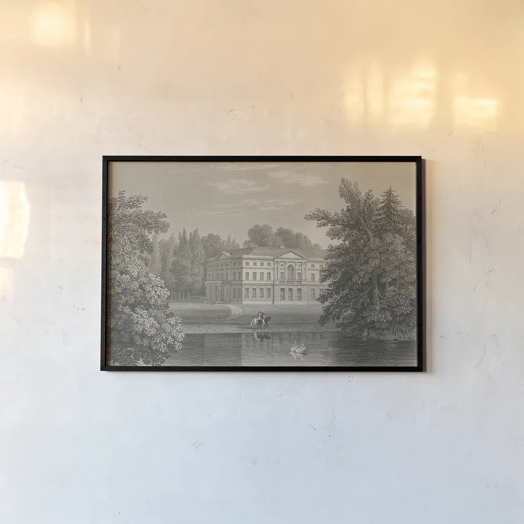 Busbridge Estate Drawing II by Wild Apple Portfolio. shown as a paper print in a black flame. Available as a archival giclee rolled canvas, fine art paper, or poster print. SKU 79193i.