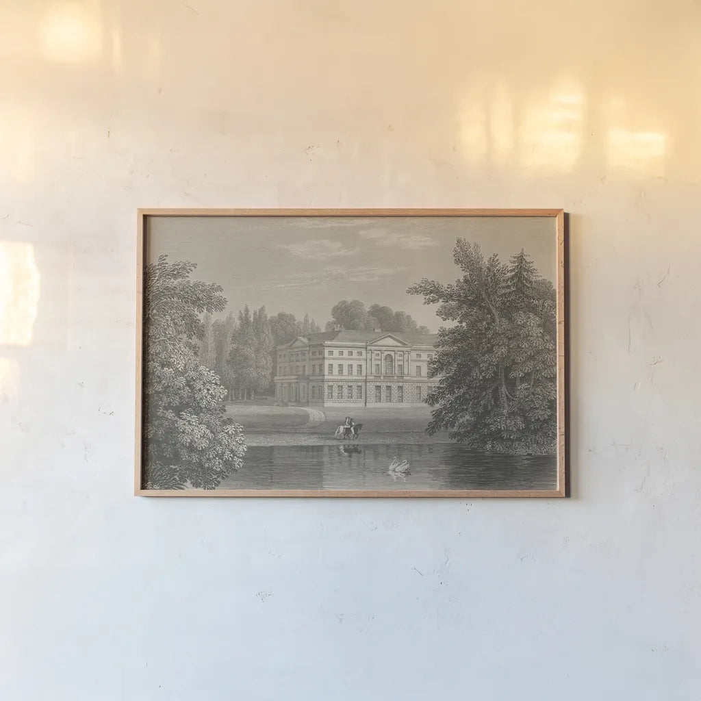 Busbridge Estate Drawing II by Wild Apple Portfolio. shown as a paper print in a natural frame. Available as a archival giclee rolled canvas, fine art paper, or poster print. SKU 79193i.