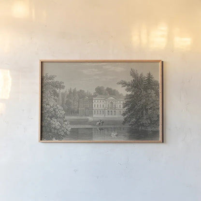 Busbridge Estate Drawing II by Wild Apple Portfolio. shown as a paper print in a natural frame. Available as a archival giclee rolled canvas, fine art paper, or poster print. SKU 79193i.