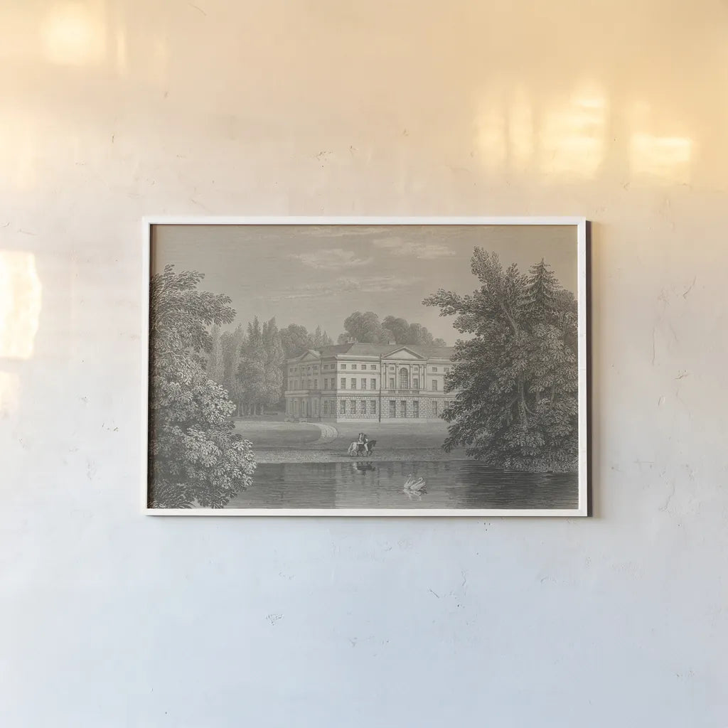 Busbridge Estate Drawing II by Wild Apple Portfolio. shown as a paper print in a white frame. Available as a archival giclee rolled canvas, fine art paper, or poster print. SKU 79193i.