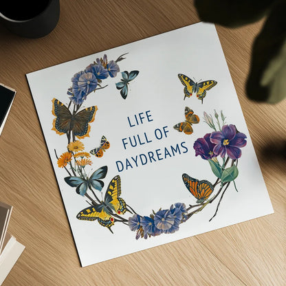 Butterfly Garden I by Wild Apple Portfolio. Shown as a detailed flat fine art print, highlighting archival giclee quality. Available as an archival giclee rolled canvas, fine art paper, or poster print. SKU 81459a.