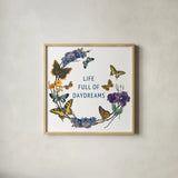 Butterfly Garden I by Wild Apple Portfolio. Shown in a natural wood glass frame for a timeless modern aesthetic. Available as an archival giclee rolled canvas, fine art paper, or poster print. SKU 81459a.