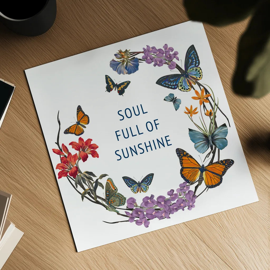 Butterfly Garden II by Wild Apple Portfolio. Shown as a detailed flat fine art print, highlighting archival giclee quality. Available as an archival giclee rolled canvas, fine art paper, or poster print. SKU 81460a.