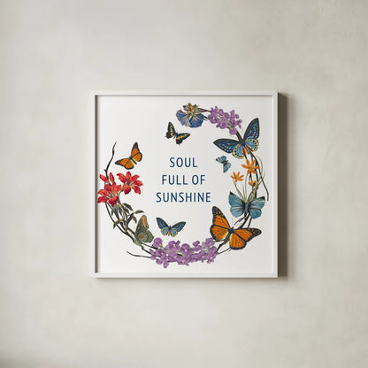Butterfly Garden II by Wild Apple Portfolio. Shown in a crisp white glass frame for a clean and minimalist style. Available as an archival giclee rolled canvas, fine art paper, or poster print. SKU 81460a.