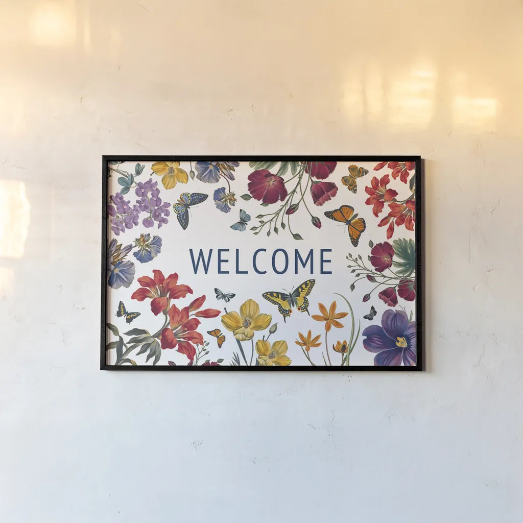 Butterfly Garden V by Wild Apple Portfolio. shown as a paper print in a black flame. Available as a archival giclee rolled canvas, fine art paper, or poster print. SKU 81463i.