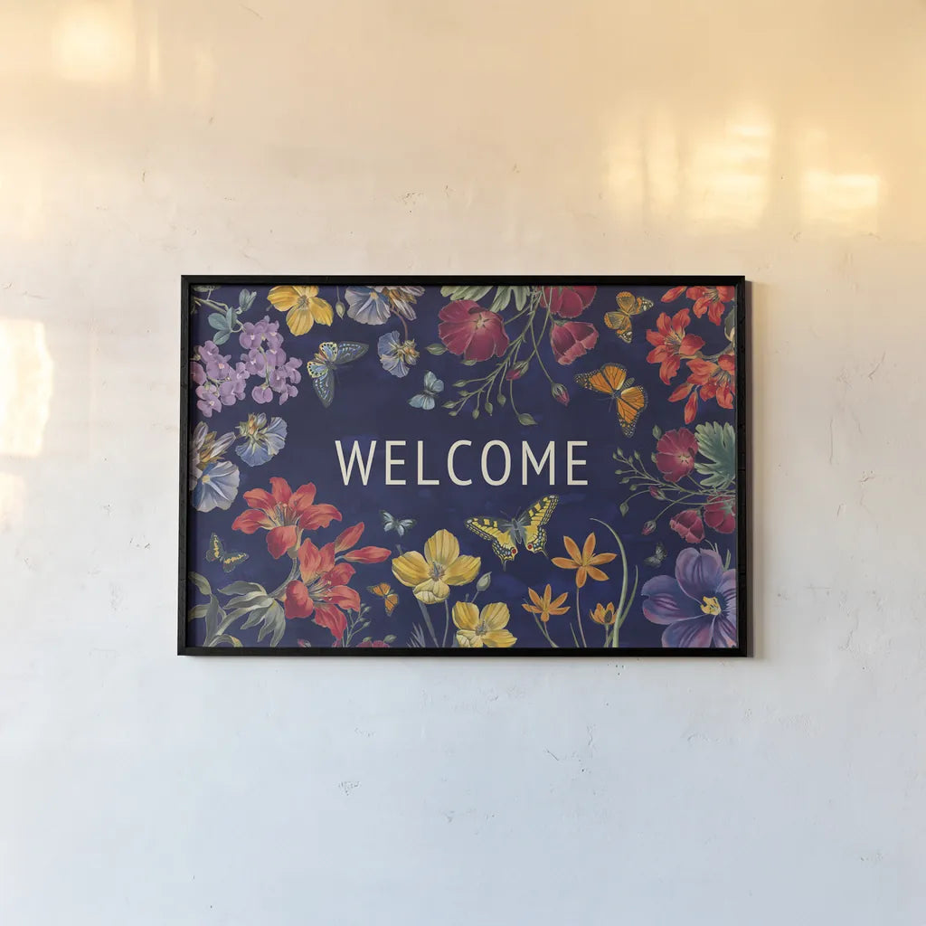 Butterfly Garden V Dark by Wild Apple Portfolio. shown as a paper print in a black flame. Available as a archival giclee rolled canvas, fine art paper, or poster print. SKU 81467i.