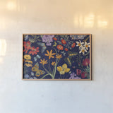 Butterfly Garden VI Dark by Wild Apple Portfolio. shown as a paper print in a natural frame. Available as a archival giclee rolled canvas, fine art paper, or poster print. SKU 81468i.