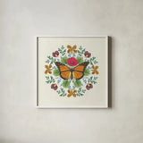 Butterfly Mandala I v2 by Wild Apple Portfolio. Shown in a crisp white glass frame for a clean and minimalist style. Available as an archival giclee rolled canvas, fine art paper, or poster print. SKU 35994a.