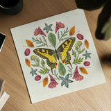 Butterfly Mandala III by Wild Apple Portfolio. Shown as a detailed flat fine art print, highlighting archival giclee quality. Available as an archival giclee rolled canvas, fine art paper, or poster print. SKU 34404a.
