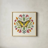 Butterfly Mandala III by Wild Apple Portfolio. Shown in a natural wood glass frame for a timeless modern aesthetic. Available as an archival giclee rolled canvas, fine art paper, or poster print. SKU 34404a.