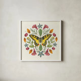 Butterfly Mandala III by Wild Apple Portfolio. Shown in a crisp white glass frame for a clean and minimalist style. Available as an archival giclee rolled canvas, fine art paper, or poster print. SKU 34404a.