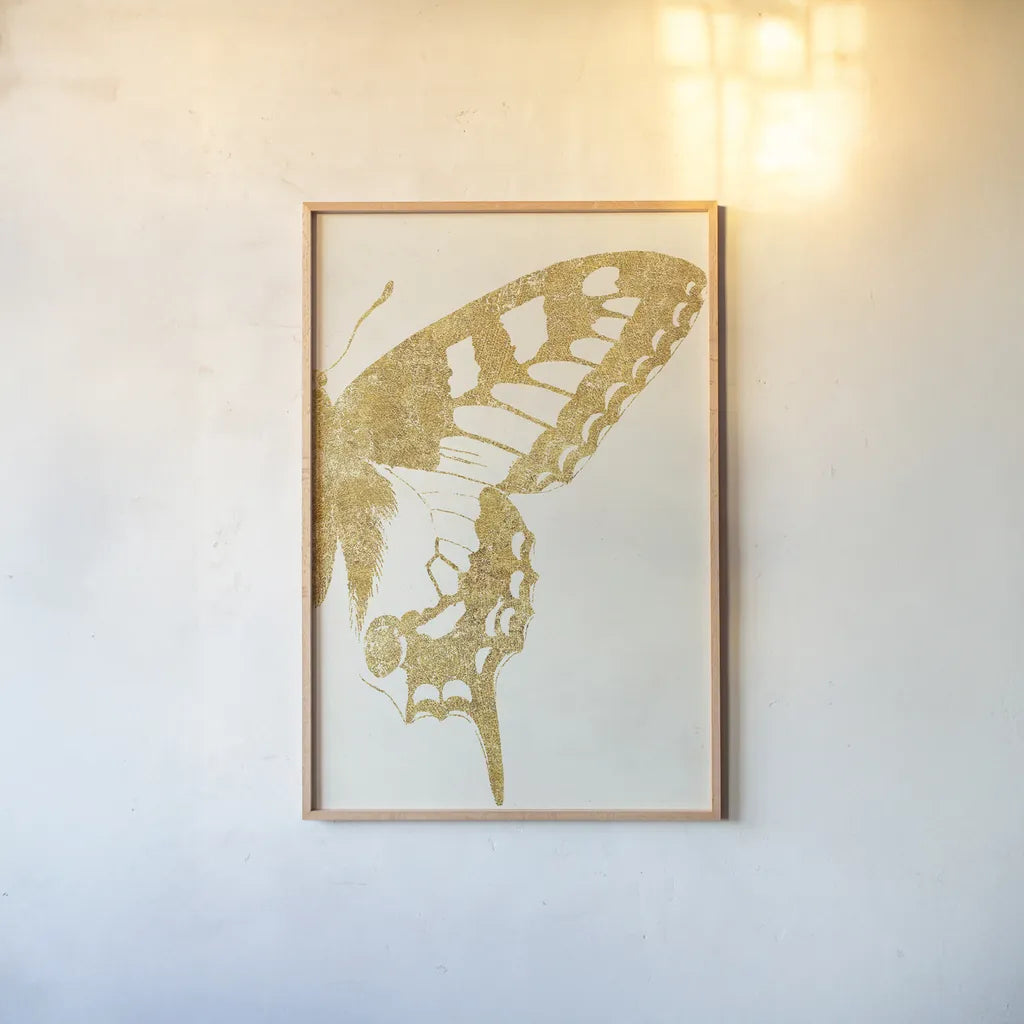 Butterfly Wings II by Wild Apple Portfolio. shown as a paper print in a natural frame. Available as a archival giclee rolled canvas, fine art paper, or poster print. SKU 74515h.