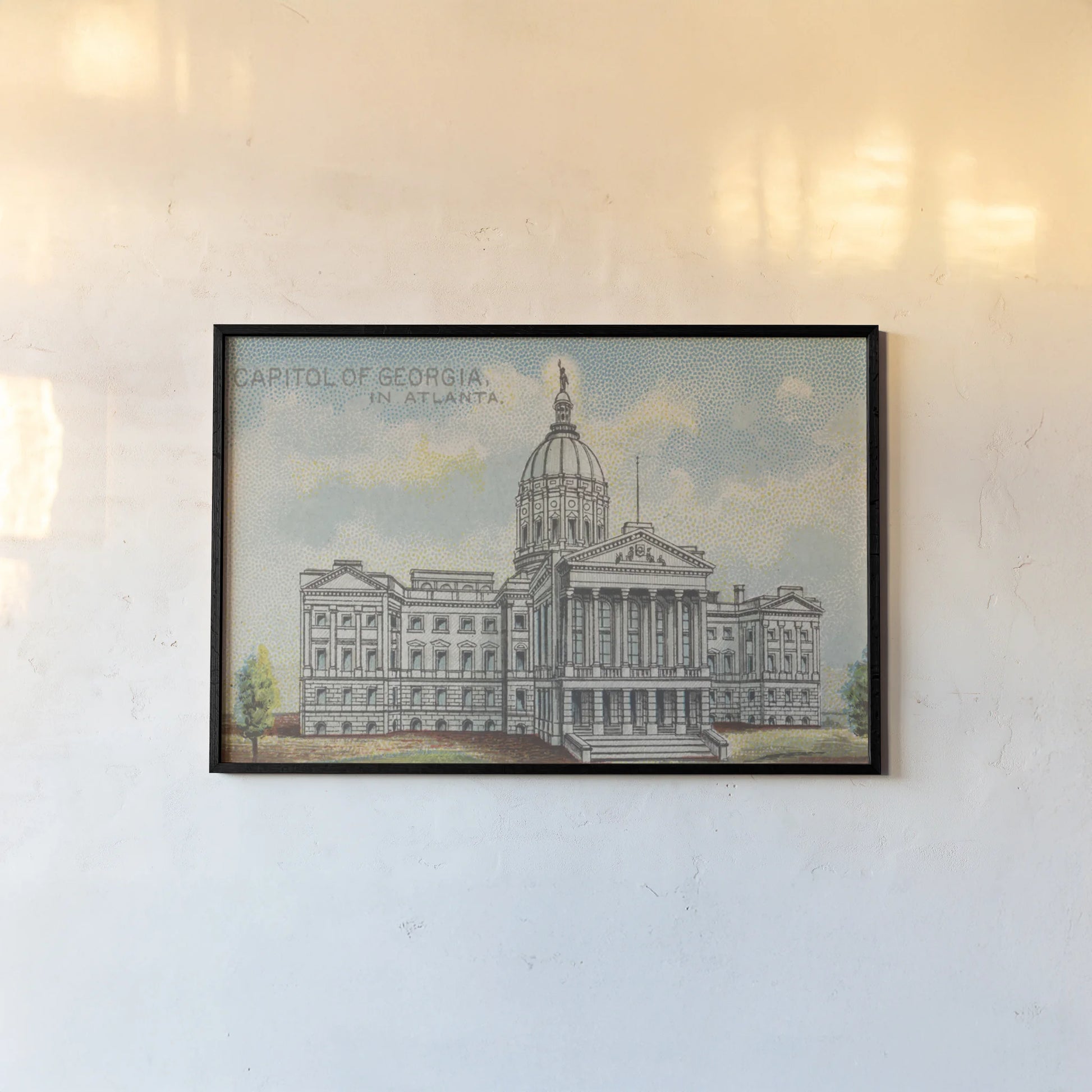 Capitol of Georgia in Atlanta by Wild Apple Portfolio. shown as a paper print in a black flame. Available as a archival giclee rolled canvas, fine art paper, or poster print. SKU 101643i.