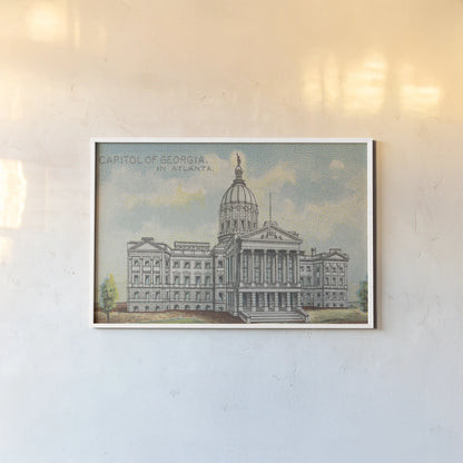 Capitol of Georgia in Atlanta by Wild Apple Portfolio. shown as a paper print in a white frame. Available as a archival giclee rolled canvas, fine art paper, or poster print. SKU 101643i.