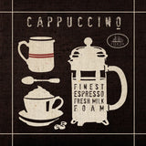 Cappucino on Linen Black by Wild Apple Portfolio. SKU 39917a. Archival Giclee Fine art print for wall decor.